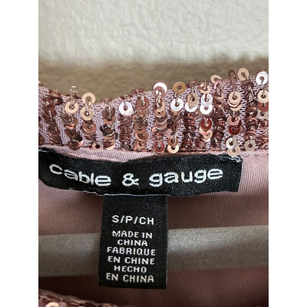 Cable & Gauge Rose Gold Sequin Long Sleeve Top Size‎ Small Party Sparkle - Picture 2 of 10